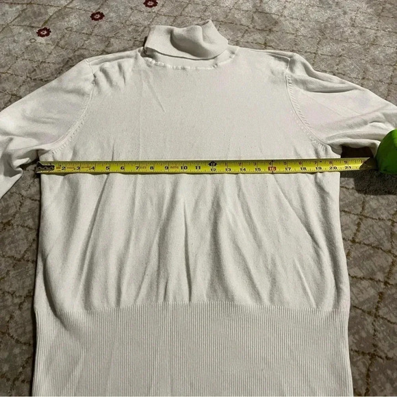 JM Collection Acrylic Blend Button Sleeve Turtleneck Sweater Cream Sz L - Picture 7 of 8